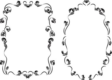 Beyaz arkaplan, vektör, illüstrasyon üzerinde izole çiçek çerçeveleri seti 