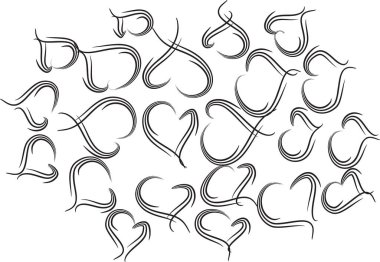 Güzel dekoratif kalp koleksiyonu, aşk konsepti 