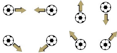 beyaz arkaplanda izole edilmiş toplar ve oklar, vektör illüstrasyonu