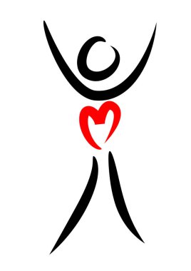 İnsan vücudunun kalp ve aşk konseptiyle çizilmiş fırça darbeleri. 