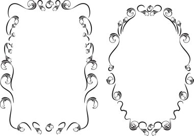 Beyaz arkaplan, vektör, illüstrasyon üzerinde izole çiçek çerçeveleri seti 