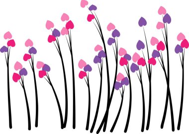 Beyaz arka planda kalbi olan bitkiler, aşk konsepti 