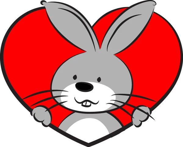 Kırmızı Fiyonklu Şirin Tavşan — Stok Vektör