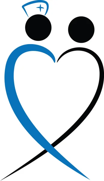 Colorido Plana Coração Forma Enfermeira Paciente Logotipo Ícone Isolado Fundo — Vetor de Stock