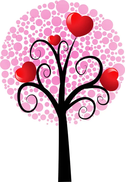 Árbol Amor Con Corazones Espacio Copia Ilustración Vectorial — Vector de stock