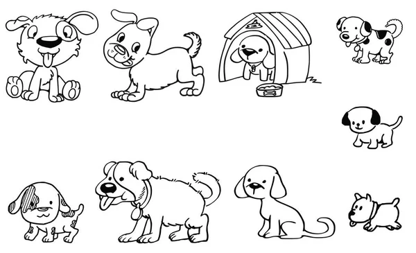 白い背景に隔離された面白い漫画犬 ベクトルイラスト — ストックベクタ