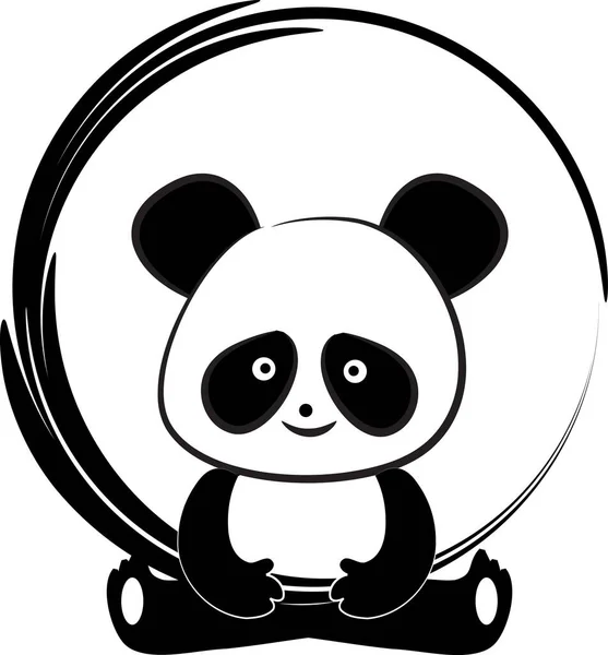 Panda Círculo Isolado Sobre Fundo Branco Ilustração Vetorial — Vetor de Stock