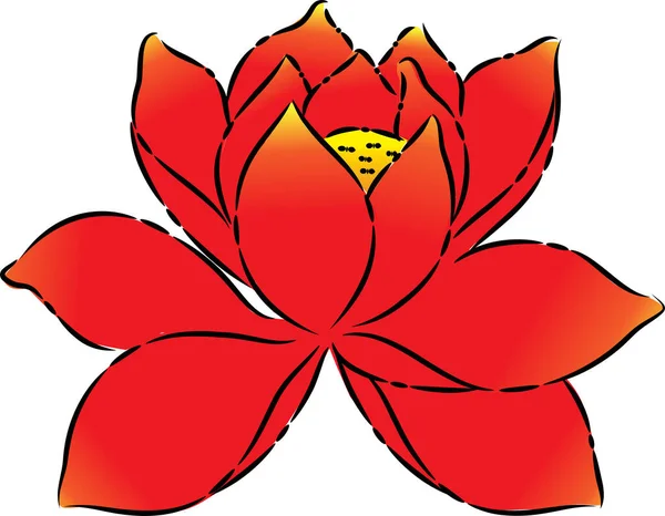 Tecknad Vacker Lotus Blomma Isolerad Vit Bakgrund Vektor Illustration — Stock vektor