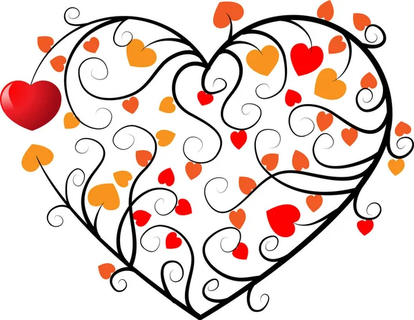 Logo Coloré Coeur Plat Avec Branches Arbre Isolées Sur Fond — Image vectorielle