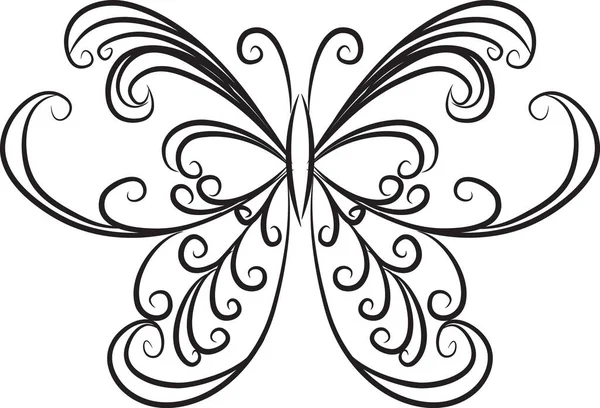 カラー背景ベクトルイラストに描かれた美しい蝶の漫画です — ストックベクタ
