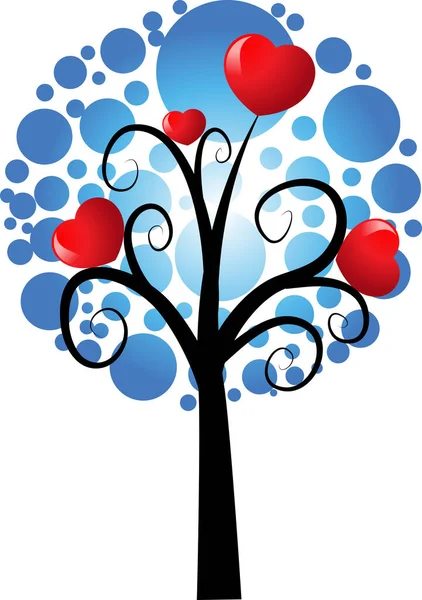 Árbol Amor Con Corazones Espacio Copia Ilustración Vectorial — Vector de stock