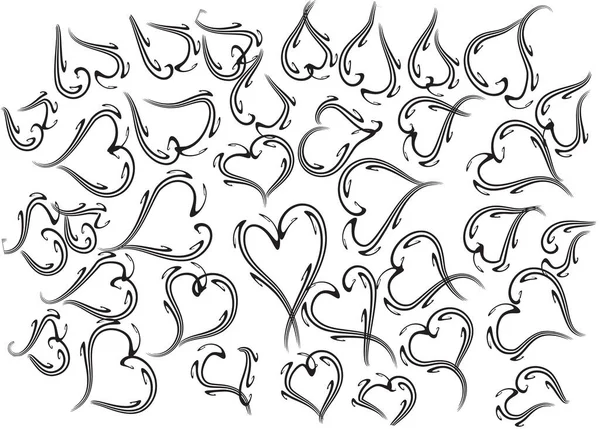 Corazones Vectoriales Sobre Fondo Blanco — Vector de stock