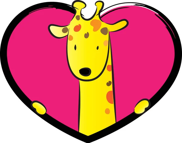 Cartoon Niedliche Kleine Giraffe Herzen Isoliert Auf Weißem Hintergrund Romantisches — Stockvektor