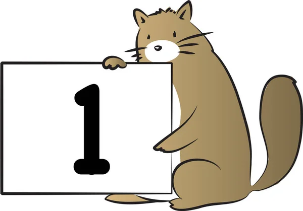 第1位の教育コンセプトを持つ漫画のかわいい猫の保持カード — ストックベクタ