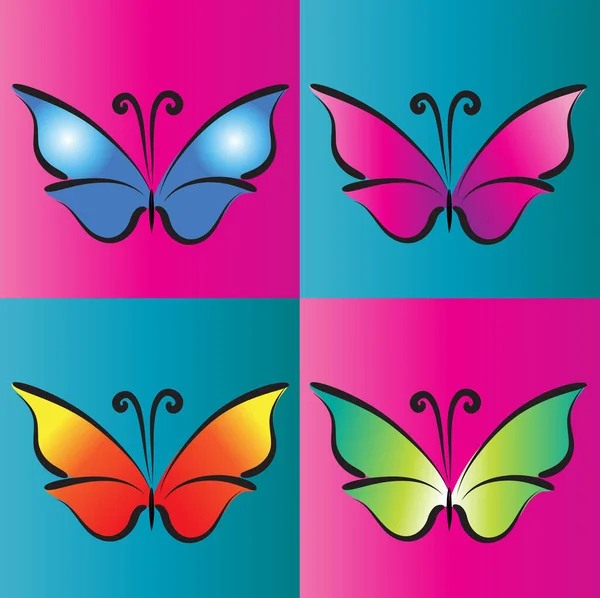 Cartoon Drawing Beautiful Butterfly Isolated Color Background Vector Illustration — Stock Vector