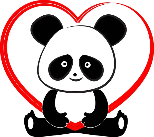 Panda Modello Carta Amore Isolato Sfondo Bianco Illustrazione Vettoriale — Vettoriale Stock