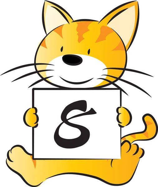 Καρτούν Χαριτωμένο Γάτα Κρατώντας Κάρτα Τον Αριθμό Έννοια Της Εκπαίδευσης — Διανυσματικό Αρχείο