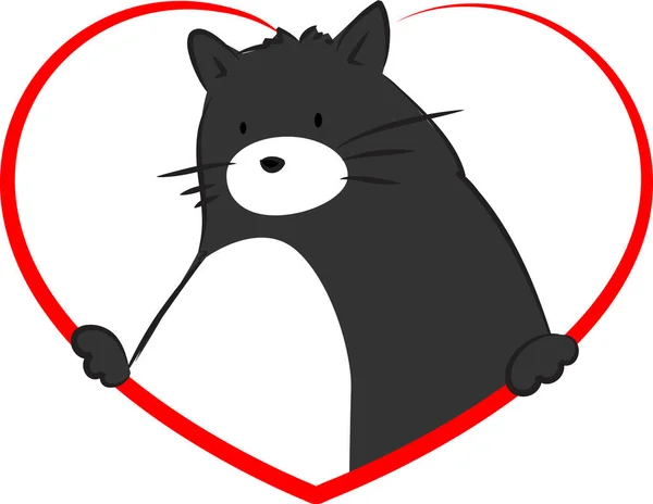 Desenho Animado Bonito Pequeno Gato Com Coração Isolado Fundo Branco —  Vetores de Stock