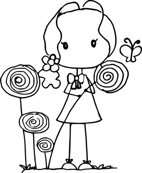 Çizgi film kızlarıyla vektör çizimi 