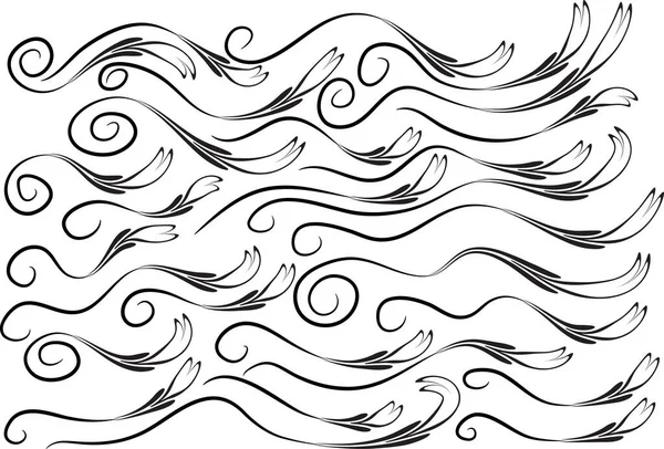 Beyaz arkaplanda izole edilmiş deniz dalgaları kümesi