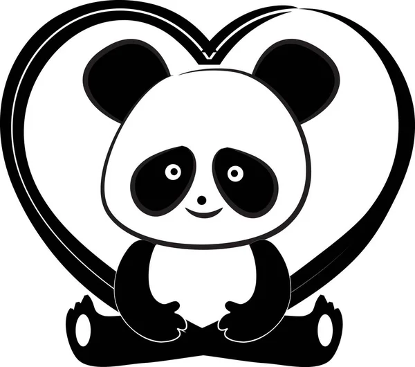 Panda Modelo Cartão Amor Isolado Fundo Branco Ilustração Vetorial — Vetor de Stock