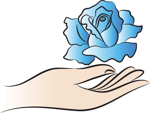 Мультяшна Людська Рука Тримає Красиву Квітку Ізольовано Білому Тлі — стоковий вектор