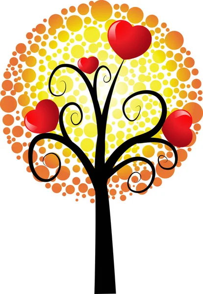 Árbol Amor Con Corazones Espacio Copia Ilustración Vectorial — Vector de stock