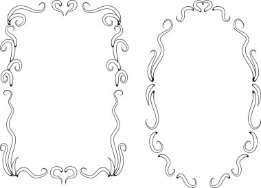 Beyaz arkaplan, vektör, illüstrasyon üzerinde izole çiçek çerçeveleri seti 