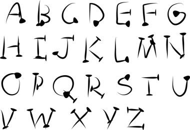 beyaz arkaplan, vektör, illüstrasyon üzerinde izole edilmiş çizgi film dekoratif alfabesi