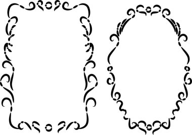 Beyaz arkaplan, vektör, illüstrasyon üzerinde izole çiçek çerçeveleri seti 