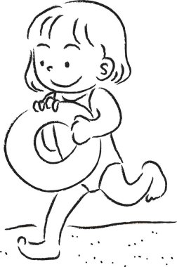 beyaz arkaplanda izole edilmiş logo yüzme çizimi