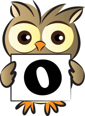 Hayvanlı 0 harfi çizen renk vektörü