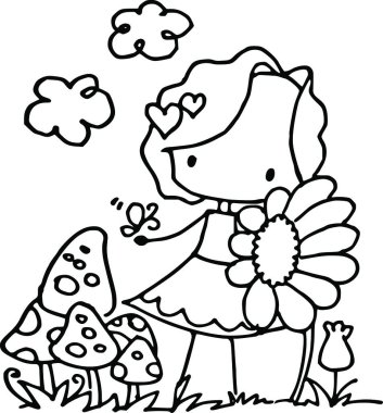 Çizgi film kızlarıyla vektör çizimi 