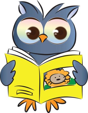 çizgi film sevimli baykuş düz simge vektör illüstrasyonunu okuyor 