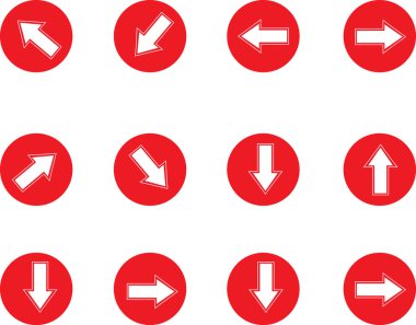 Beyaz arkaplanda düz ok simgeleri kümesi, vektör illüstrasyonu  