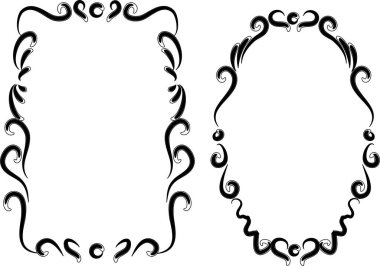 Beyaz arkaplan, vektör, illüstrasyon üzerinde izole çiçek çerçeveleri seti 