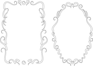 Beyaz arkaplan, vektör, illüstrasyon üzerinde izole çiçek çerçeveleri seti 