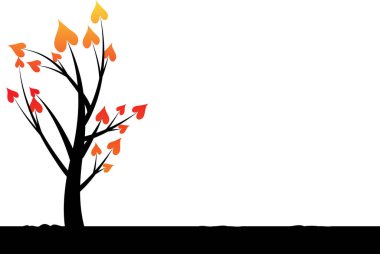 Kalpli aşk ağacı ve kopyalama alanı, vektör illüstrasyonu 