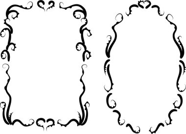 Beyaz arkaplan, vektör, illüstrasyon üzerinde izole çiçek çerçeveleri seti 