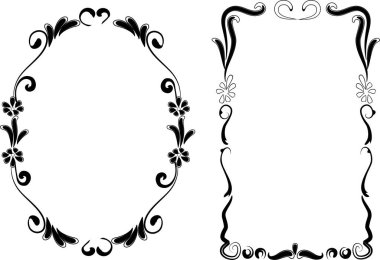 Beyaz arkaplan, vektör, illüstrasyon üzerinde izole çiçek çerçeveleri seti 