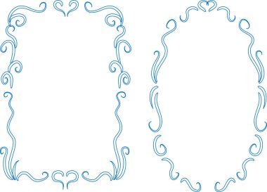 Beyaz arkaplan, vektör, illüstrasyon üzerinde izole çiçek çerçeveleri seti 