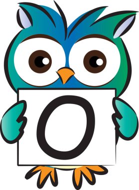 Hayvanlı 0 harfi çizen renk vektörü