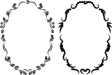 Beyaz arkaplan, vektör, illüstrasyon üzerinde izole çiçek çerçeveleri seti 