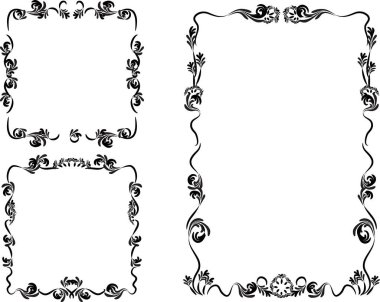 Beyaz arkaplan, vektör, illüstrasyon üzerinde izole çiçek çerçeveleri seti 