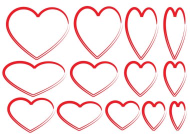 Beyaz arkaplanda vektör kalpleri 