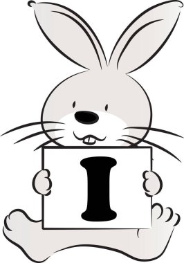 Beyaz arka planda I harfiyle komik bir hayvan karakteri.