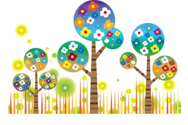 uzun ağaçlar çiziyor