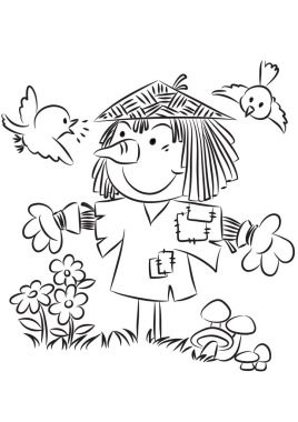 Korkuluk çocuk çizimi, vektör