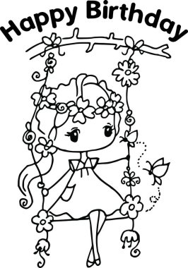 Çizgi film kızlarıyla vektör çizimi 