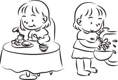 Çizgi film kızlarıyla vektör çizimi 